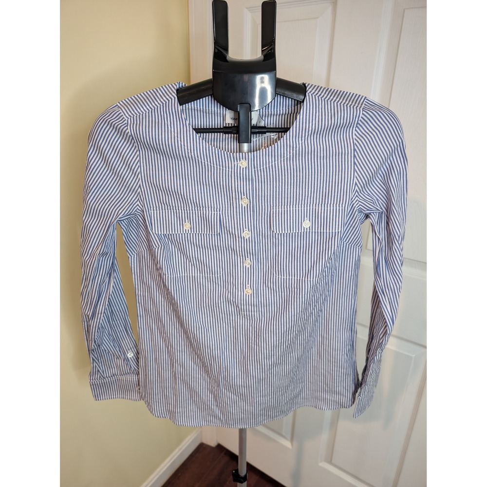 Vineyard Vines Striped Henley Pullover Top Roll Tab Long Sleeve NWOT - Size 0